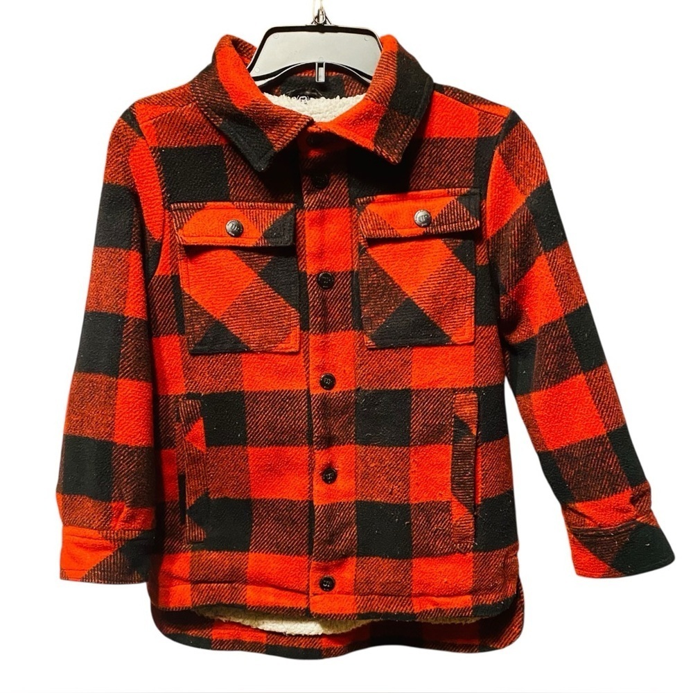 Urban Republic Rugged Lined Red/Black Buffalo Plaid Shacket Activewear Kids S8